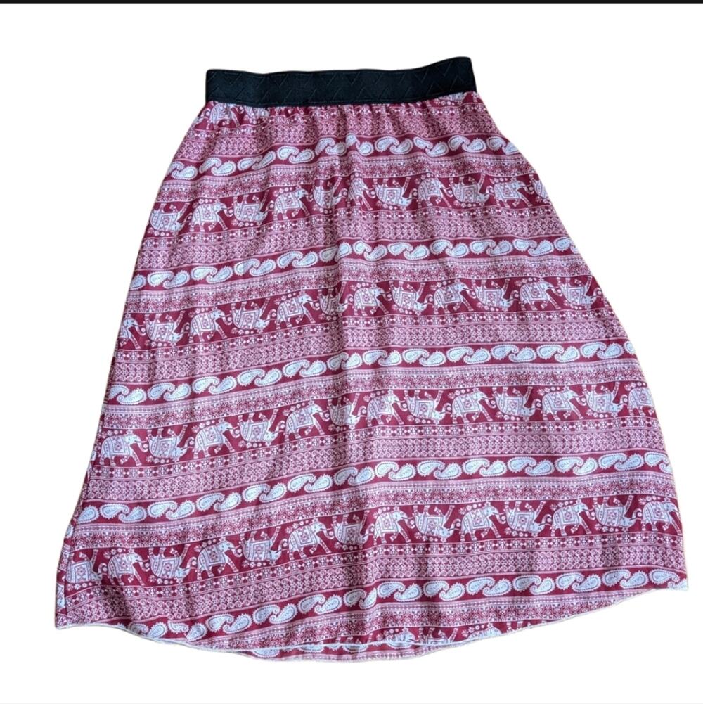 Lularoe Rare Indian Elephant Silly Feel Paisley Print Pull On Flowy Skirt Size S